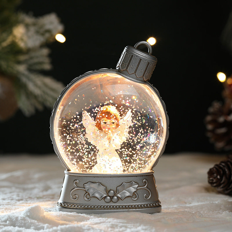 Festive Ornament-Shaped Light-Up Battery-Operated Plastic Snow Globe Christmas Decoration in Assorted Styles