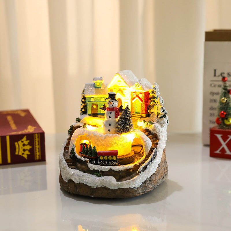 Wintry Village with Moving Train and LED Light Designs