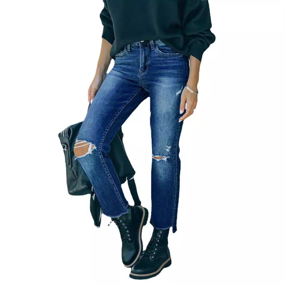 Rebound Slim-Fit Drain Jeans for Autumn Winter Styling