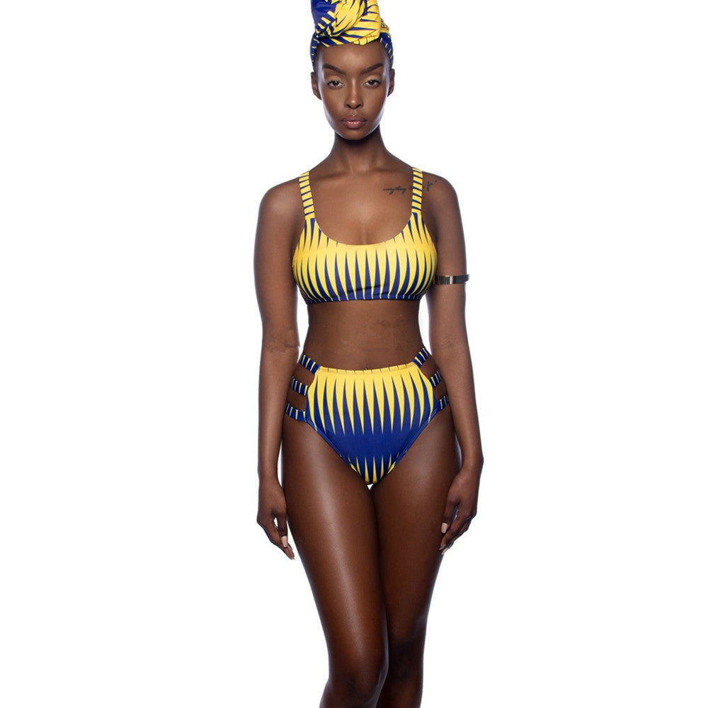 Dividido bikini de cintura alta para curvas halagadoras y comodidad