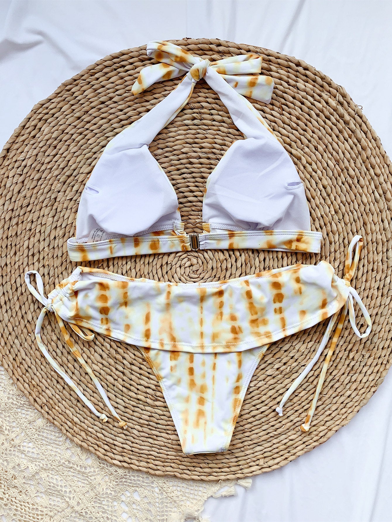 Bikini met gegolfd verband gedrukt voor de Europese Amerikaanse zwemstijl