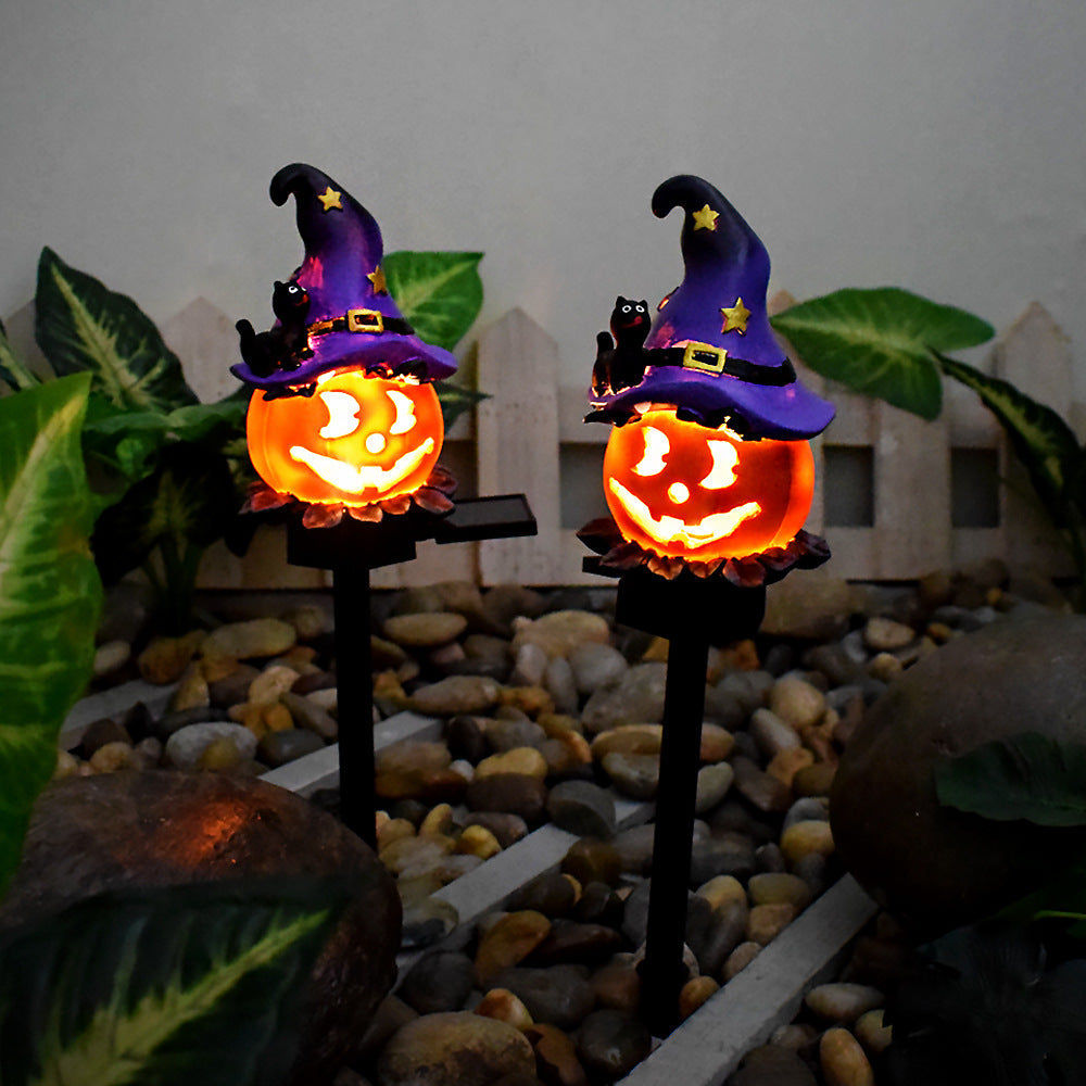 Pumpkin and Witch Hat Halloween Decoration Yard Posts