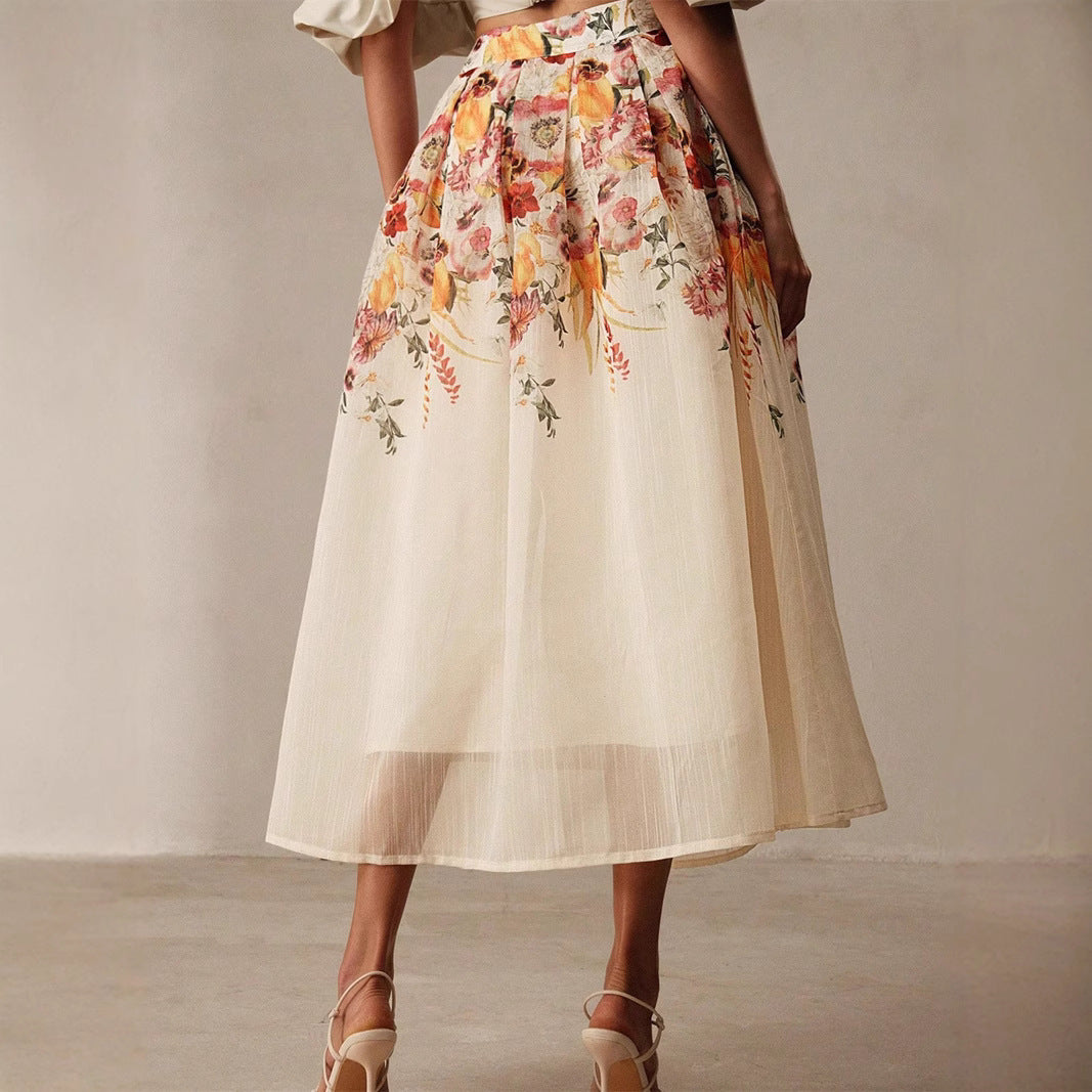 Saia impressa de bambu para roupas elegantes lindas