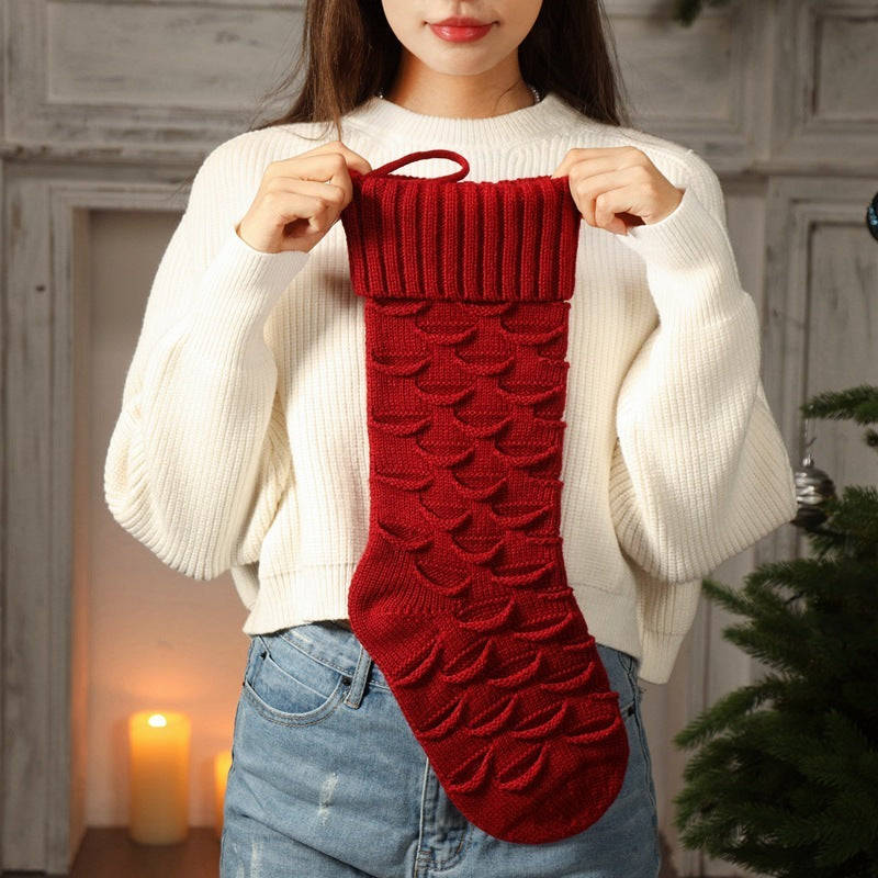 Christmas Stockings with Traditional Knit Style and Ribbed Cuff