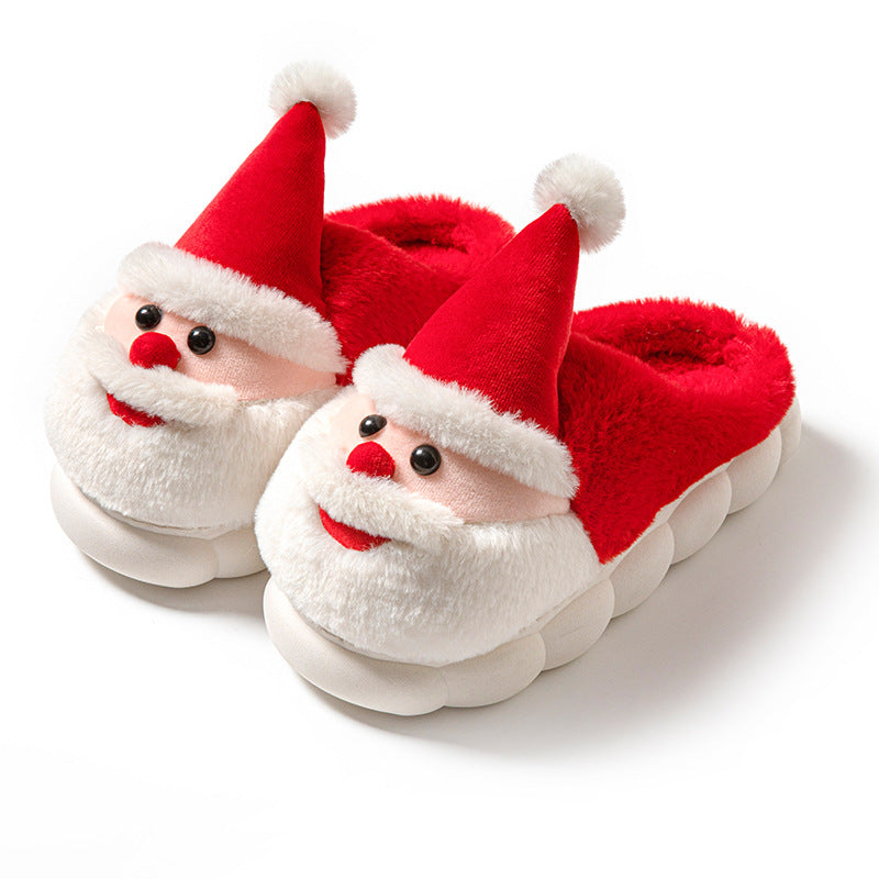 Puffy 3D Santa Claus Themed House Slippers in Green and Red