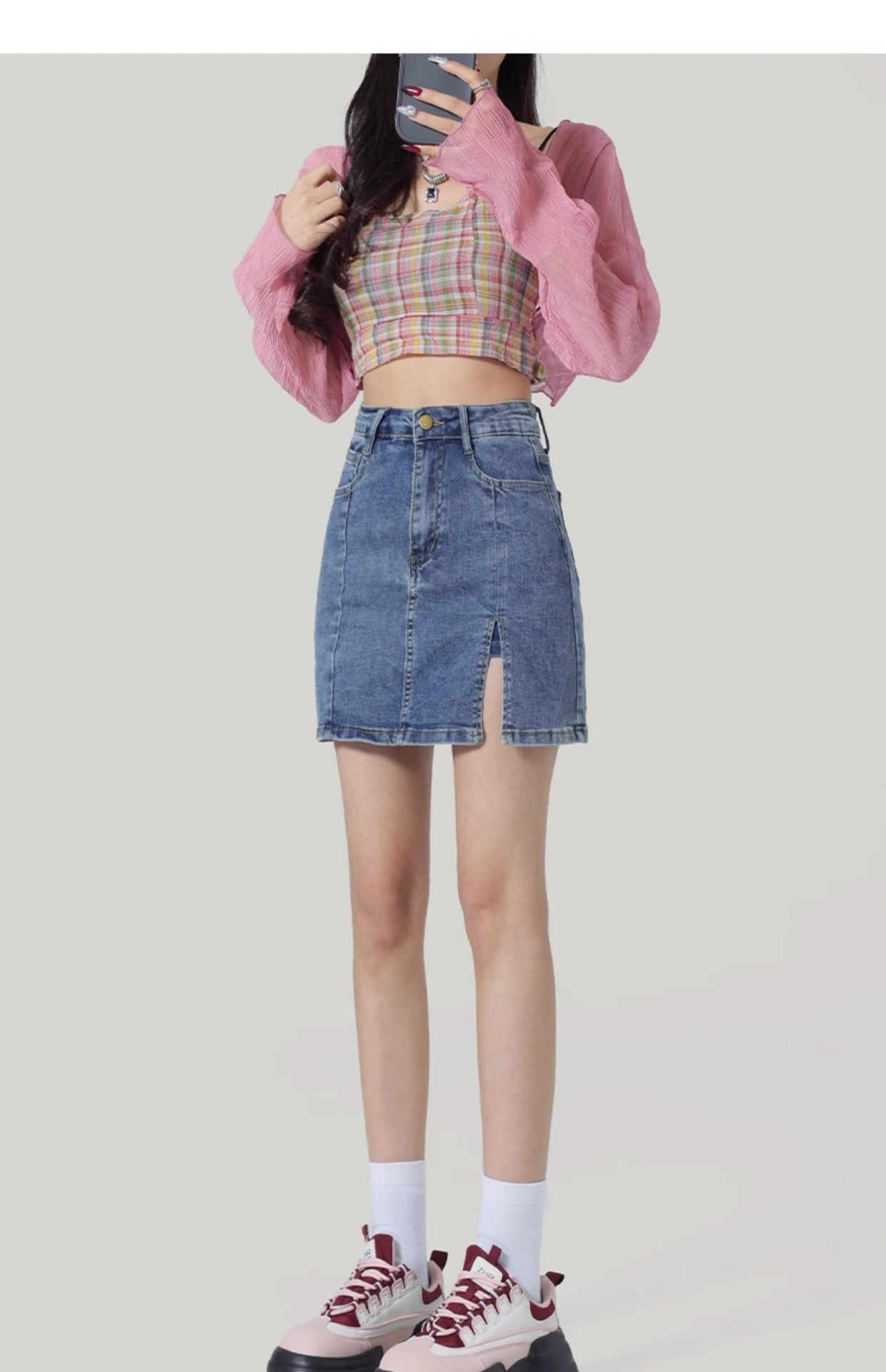 Hoge taille denim slanke rok voor flatterende dagelijkse slijtage