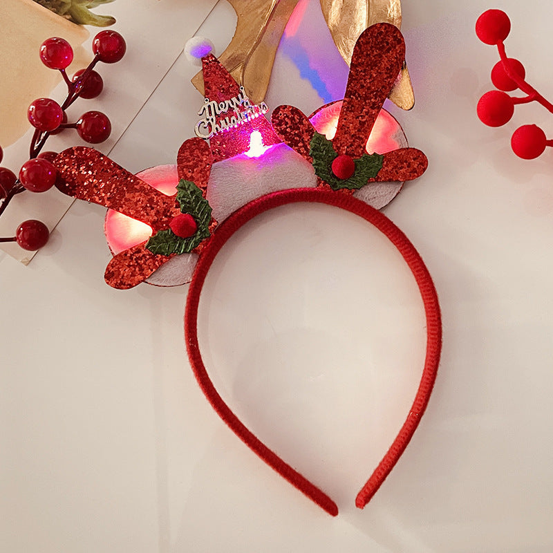 Christmas Tree Headband Hat with LED String Lights