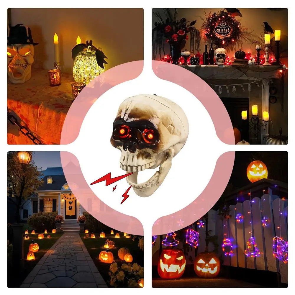 Light Up Skull Animatronic with Motion Sensor Halloween Décor