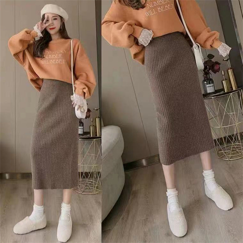 Hoge taille rechte trui jurk voor afslanke comfort