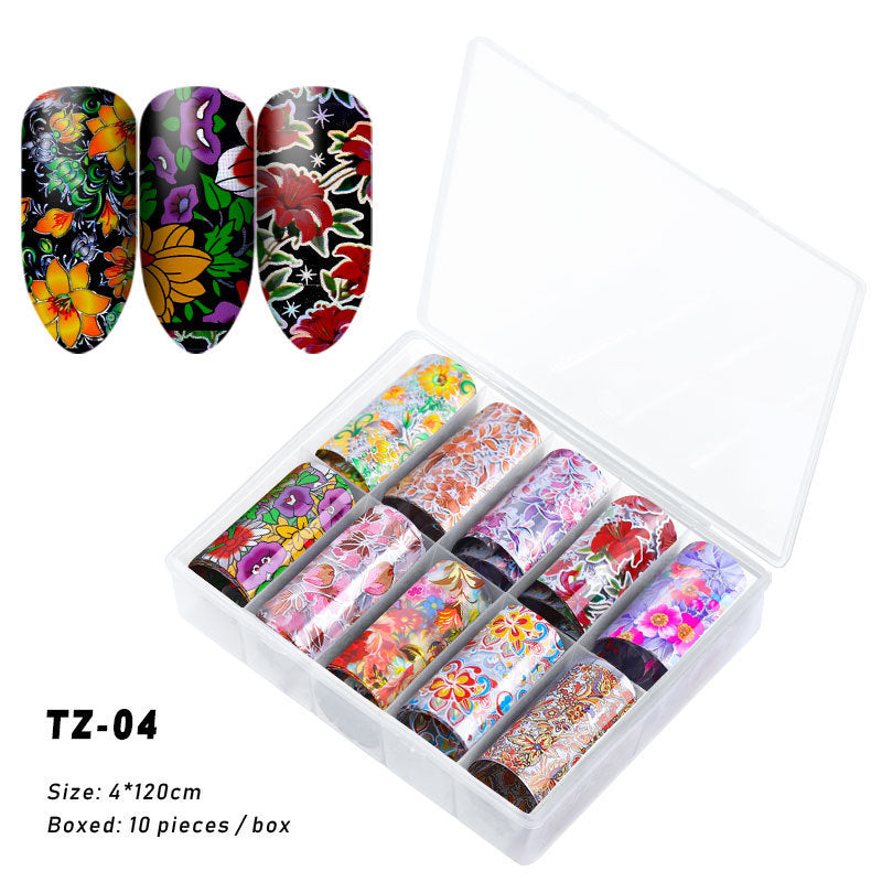 Multicolored and Multipatterned Nail Wraps 10 Piece Set