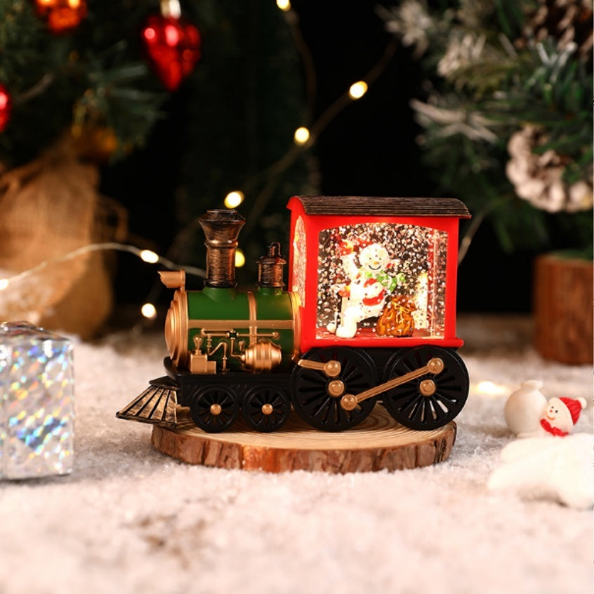 Christmas Themed Train Car Snowglobe with Glitter