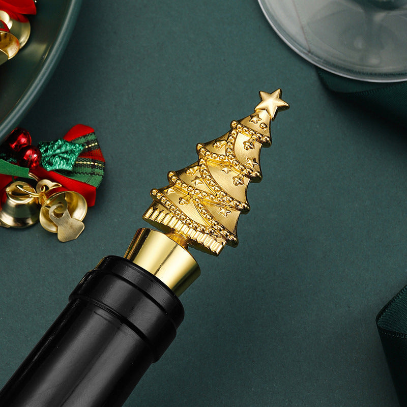 Elegant Christmas Tree PVC &  Zinc Alloy Wine Bottle Stopper in Assorted Finishes