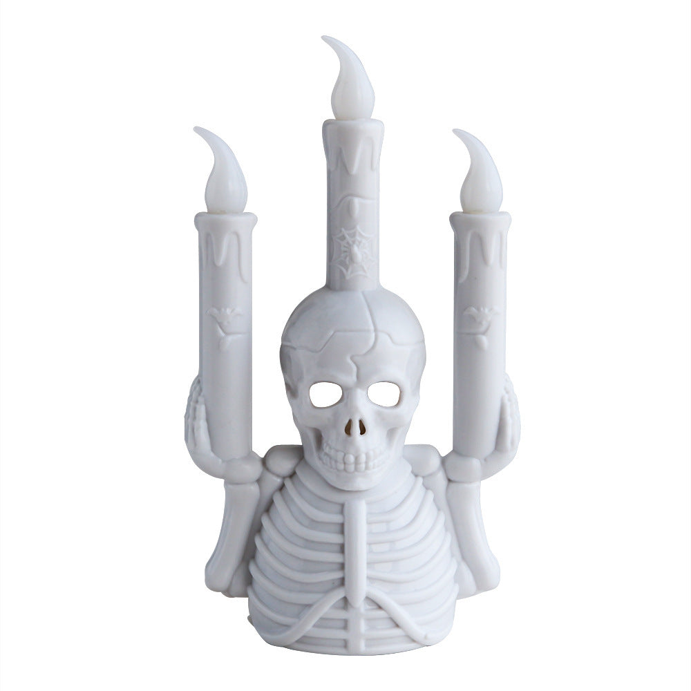 Skeleton Torso with False Candle Flames and Green LEDs