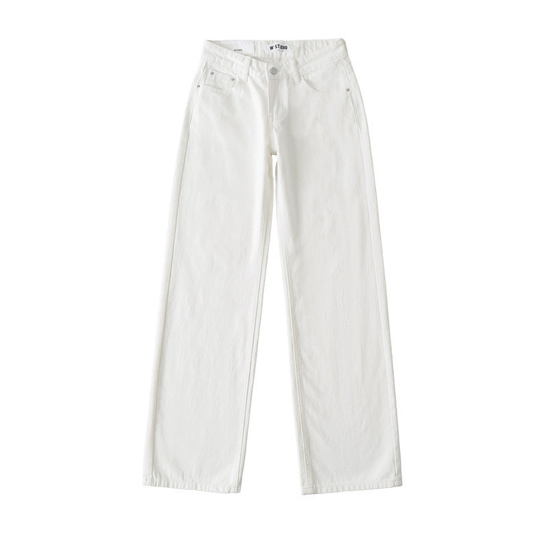 Lage taille recht losse denim dweil broek