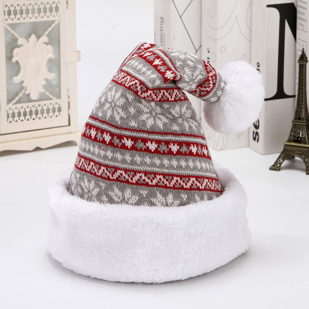 Wintry Patterned Ultra Soft Fleece Christmas Hats with Puffballs