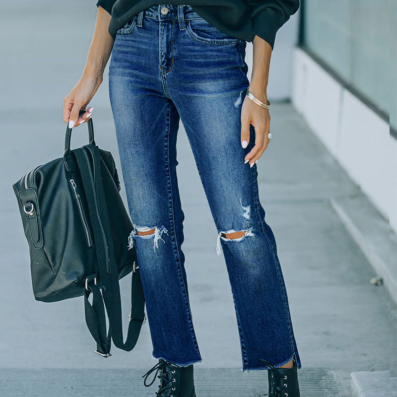 Rebound Slim-Fit Drain Jeans for Autumn Winter Styling