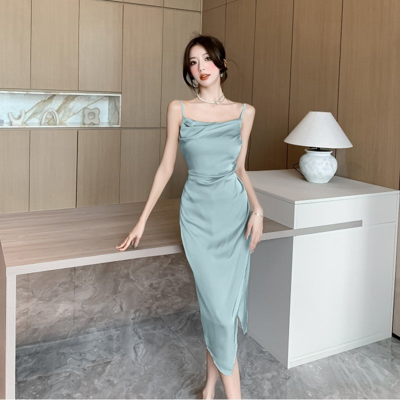 Luxurious Acetate Satin Dress with High-Grade Silky Finish