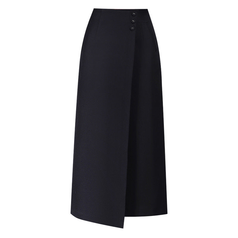 Irregular Straight Sheath Skirt With Draped Split Design