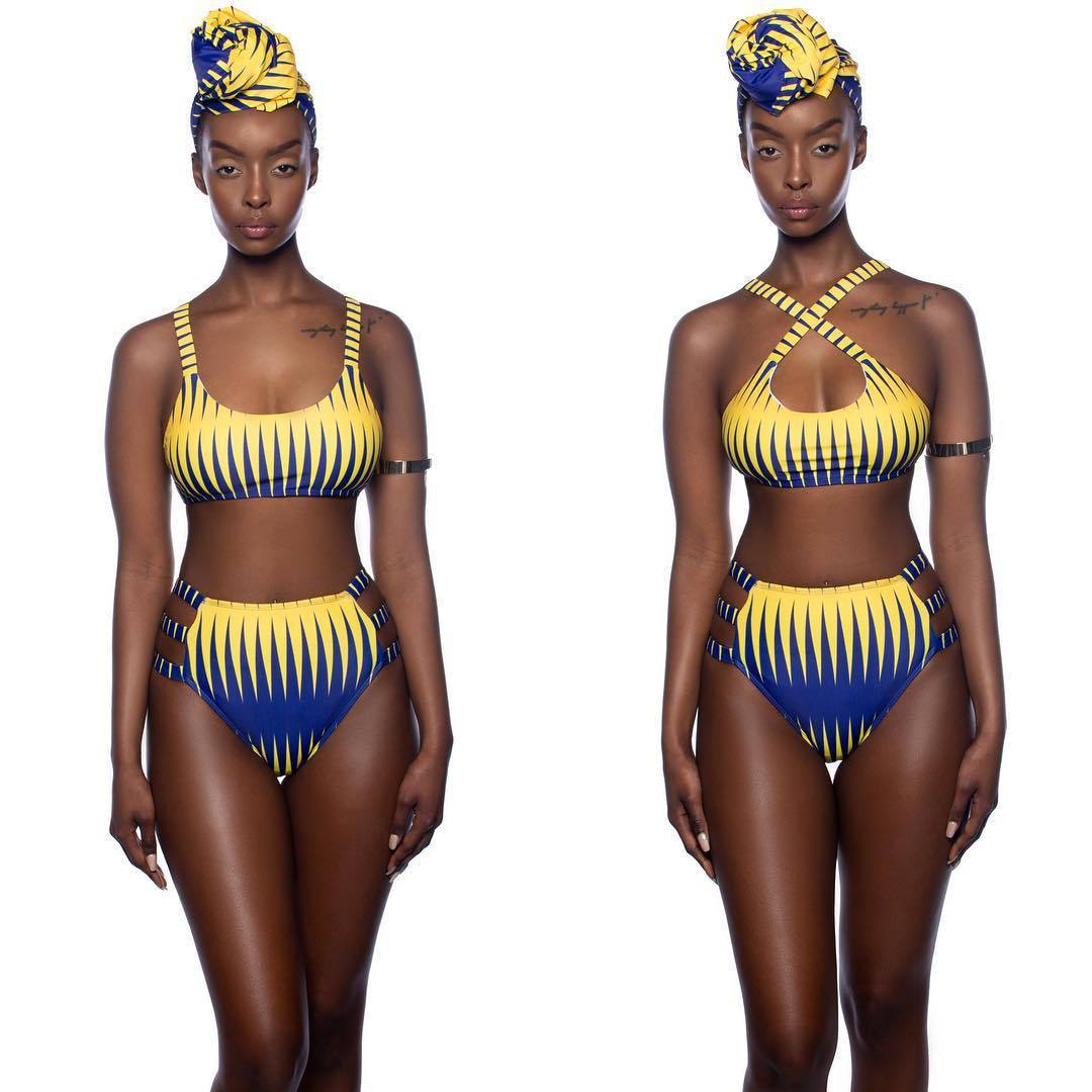 Dividido bikini de cintura alta para curvas halagadoras y comodidad