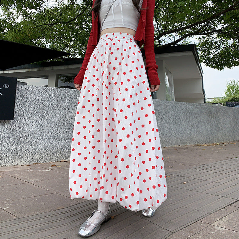 تنورة Red Polka Dot للملابس الصيفية المرحة