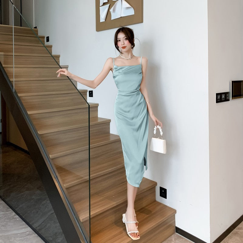 Luxurious Acetate Satin Dress with High-Grade Silky Finish