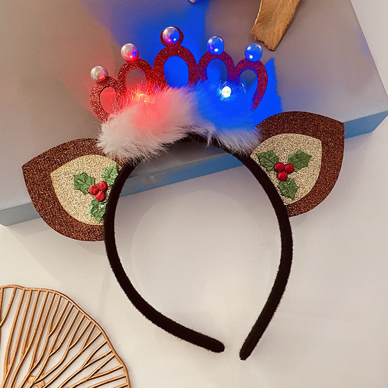 Christmas Tree Headband Hat with LED String Lights