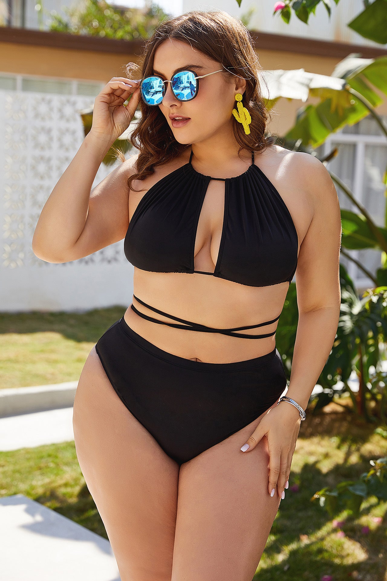 Black High-Waist Plus Size Bikini for Stylish Body Coverage