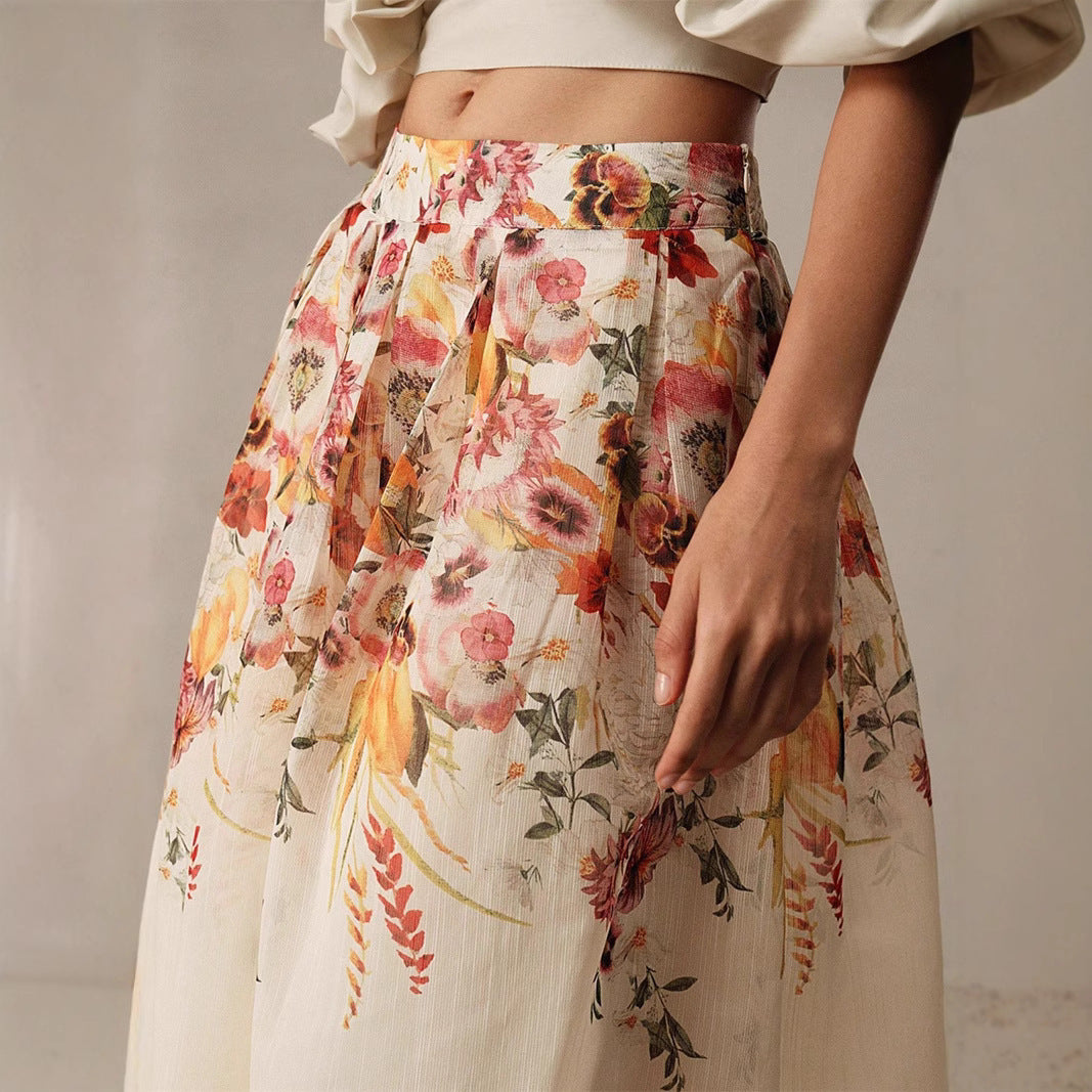 Saia impressa de bambu para roupas elegantes lindas