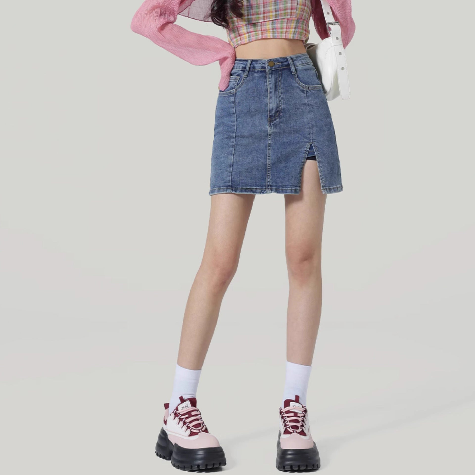 Hoge taille denim slanke rok voor flatterende dagelijkse slijtage