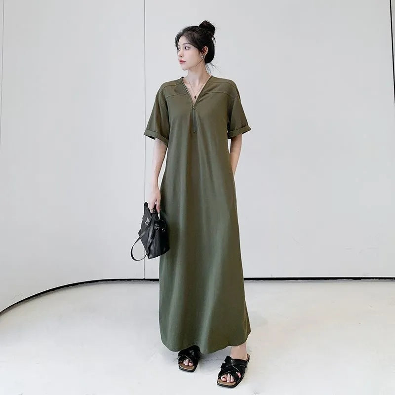 Vestido retro de la cremallera Hepburn con un verano suelto