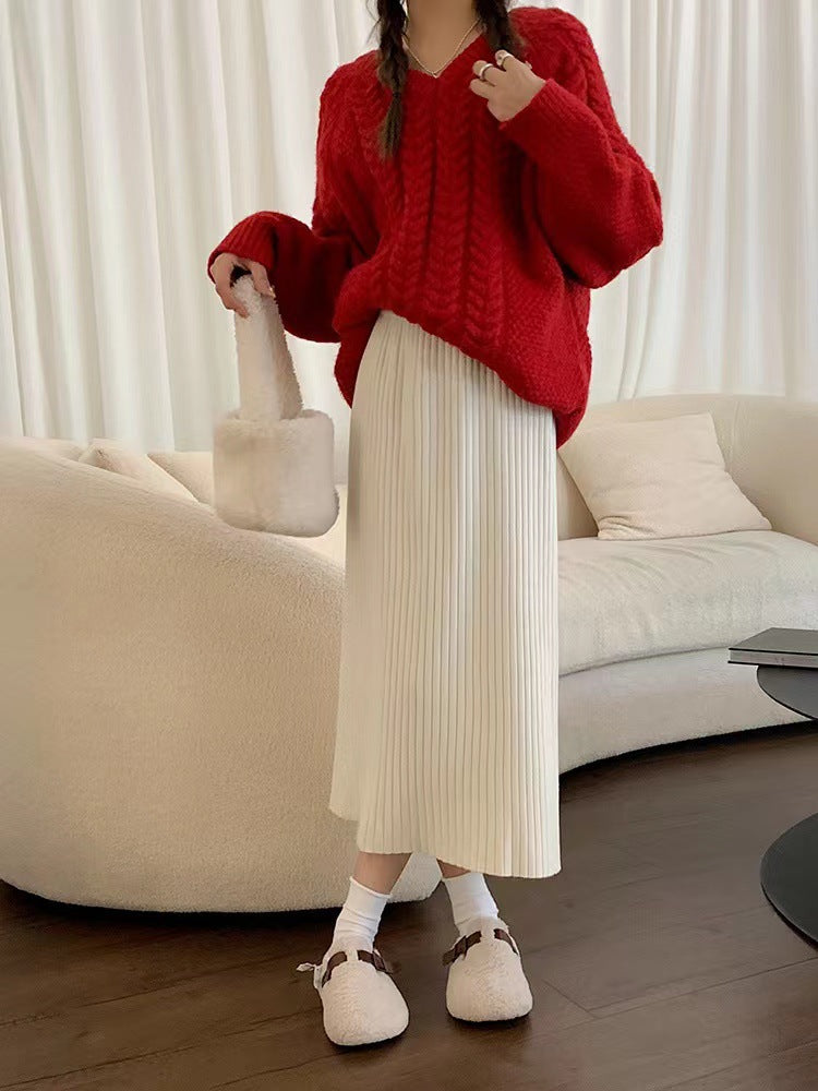Solid Color Knitted Skirt For Effortless Everyday Style