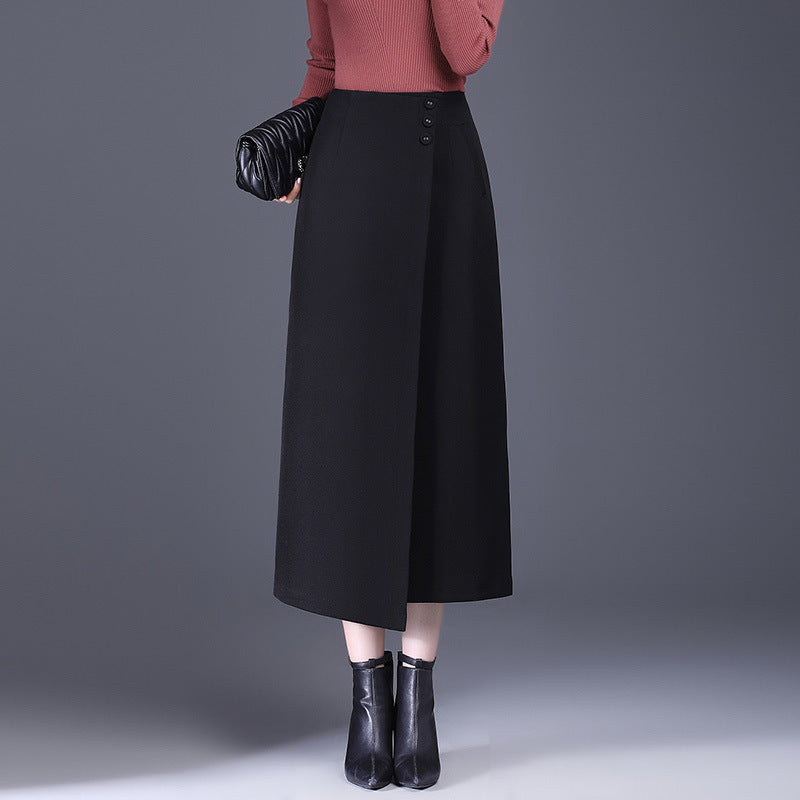 Irregular Straight Sheath Skirt With Draped Split Design