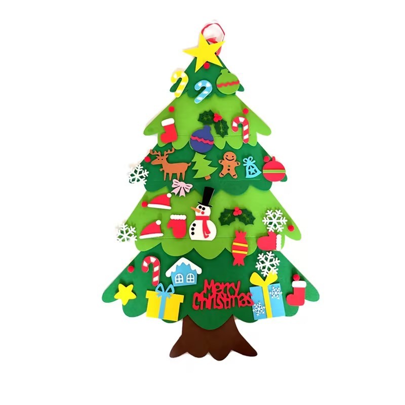 Wall Mounted Felt Christmas Tree with Felt Accessories for Kids