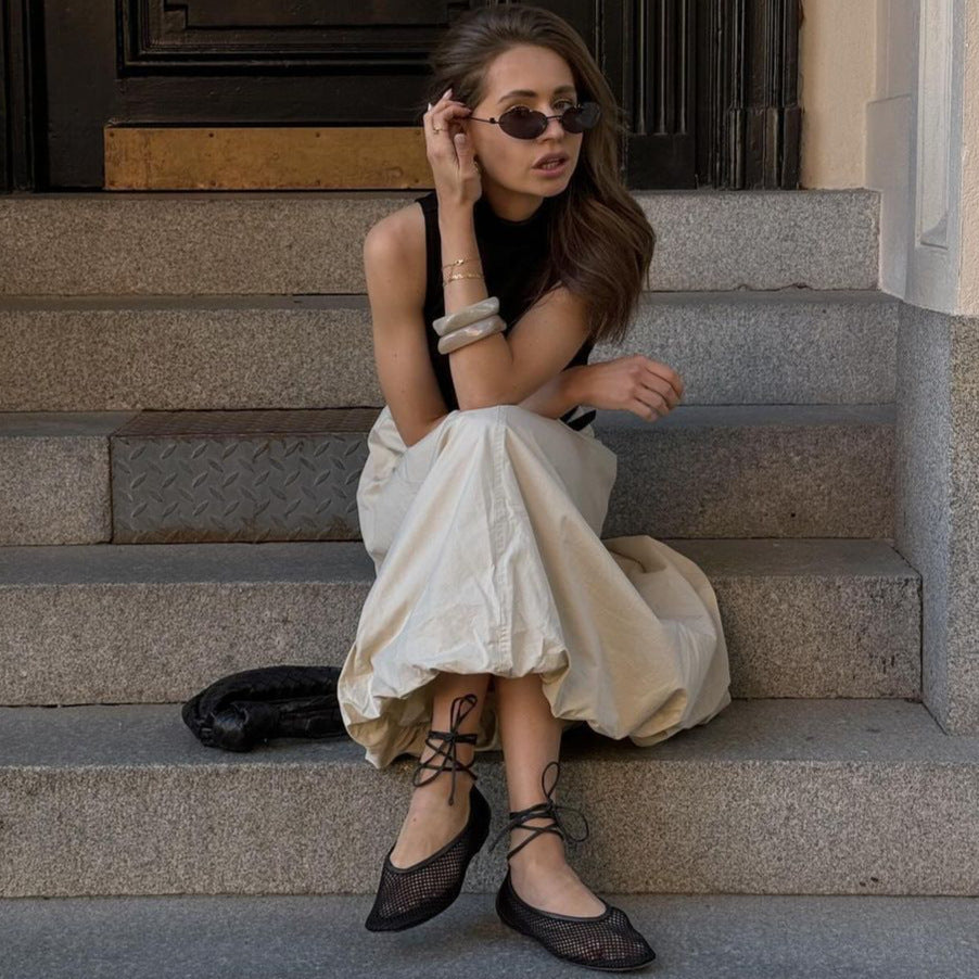 Saia de estilo de rua inspirada em francês com elegância simples