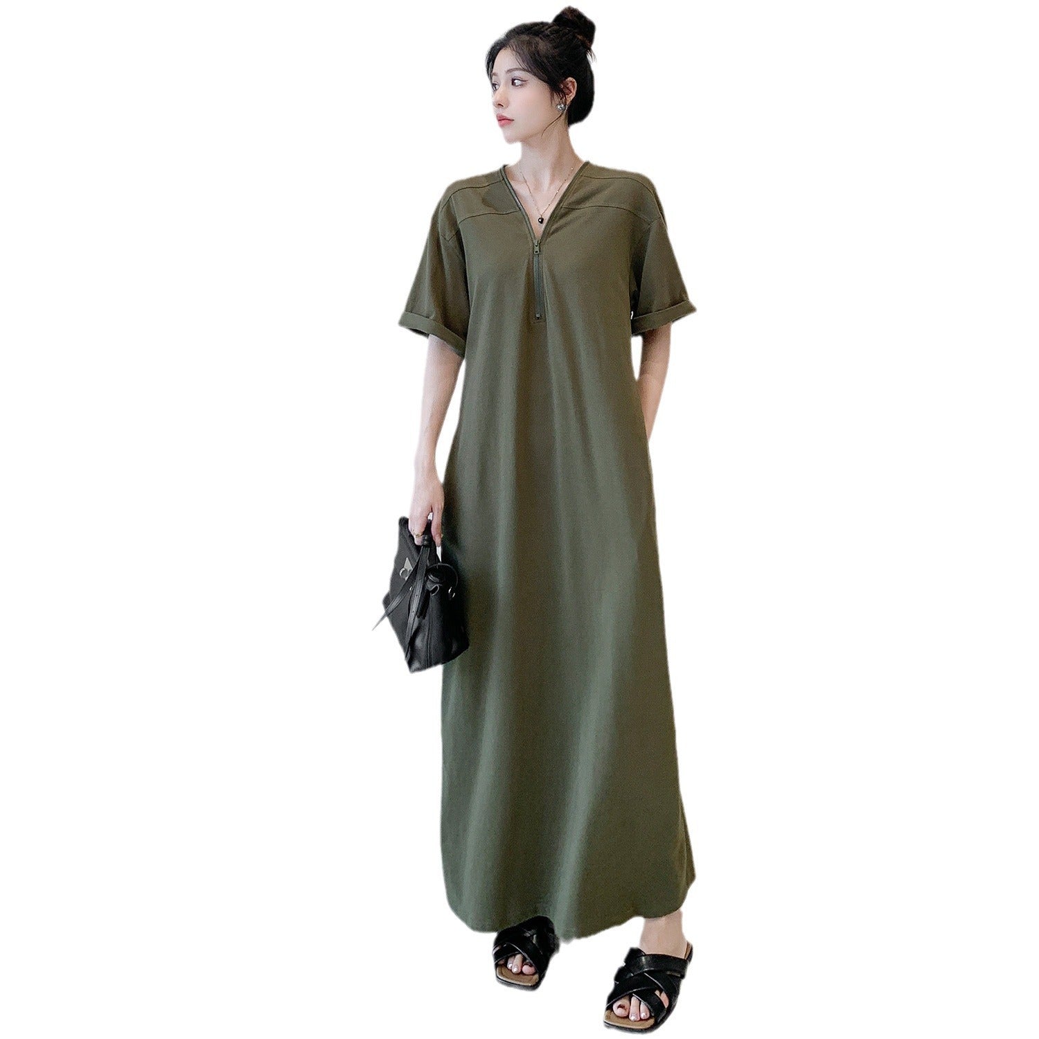 Vestido retro de la cremallera Hepburn con un verano suelto