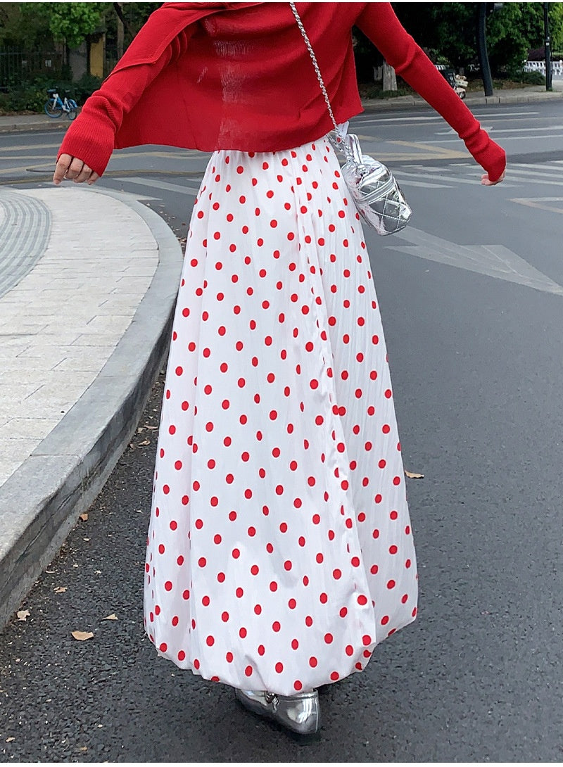 تنورة Red Polka Dot للملابس الصيفية المرحة