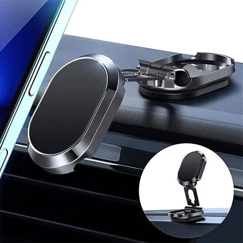 Foldable Magnetic Stainless?Steel Dashboard Phone Holder With 360° Rotation