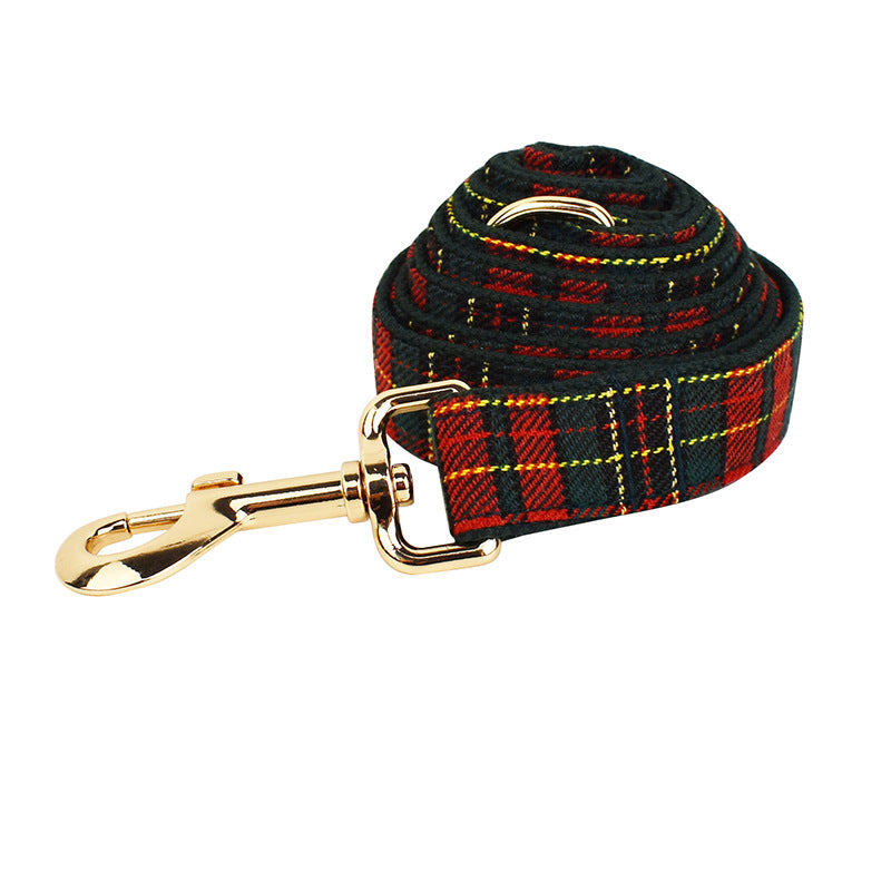 Tartan Plaid Christmas Holiday Bow Dog Leash Collar Harness