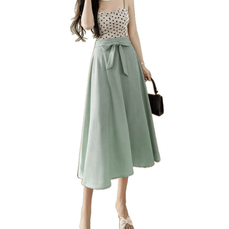 A-Line Mid Length Skirt With Flowing Large Hem-Theone Apparel
