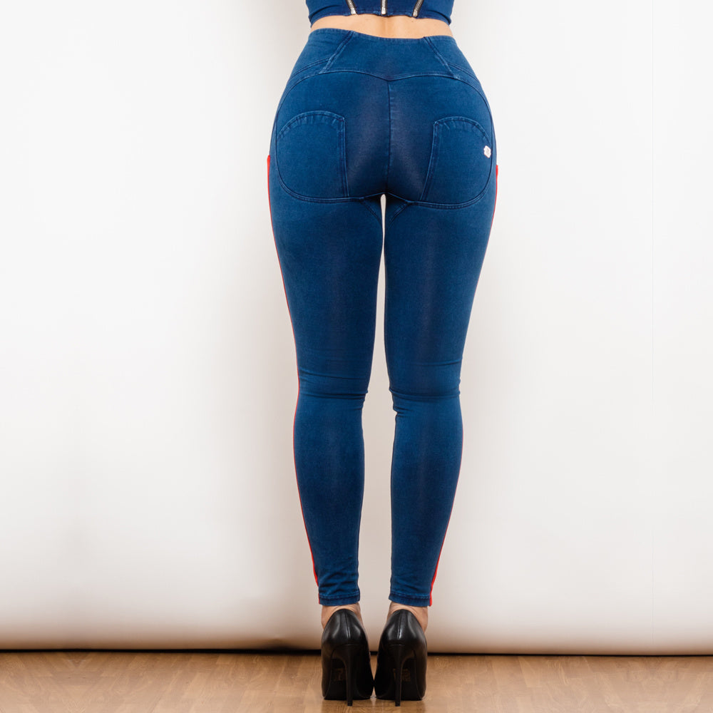 Black Stretch Pencil jeggings con design slim a strisce