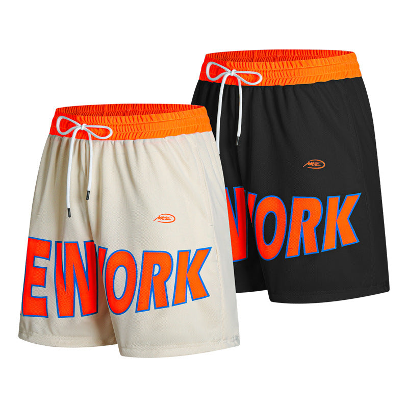 Breathable Mesh Shorts with Bold Letter Print Design-Theone Apparel