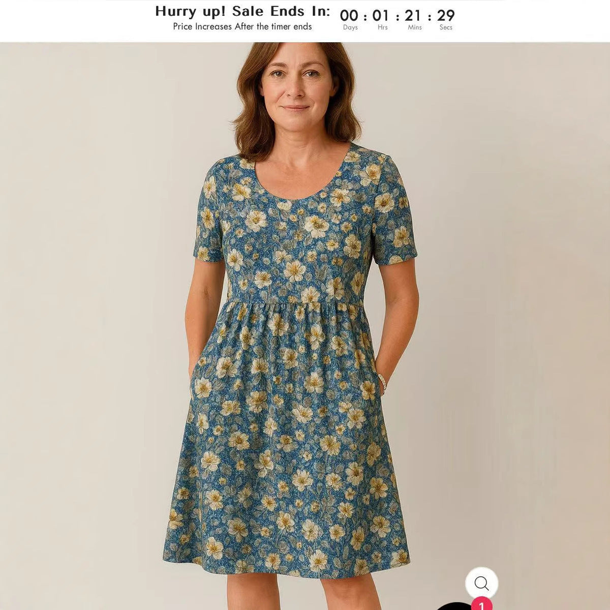 Casual T-Shirt Dress with Round Neck, Pockets, and Stitch Detailing-Theone Apparel