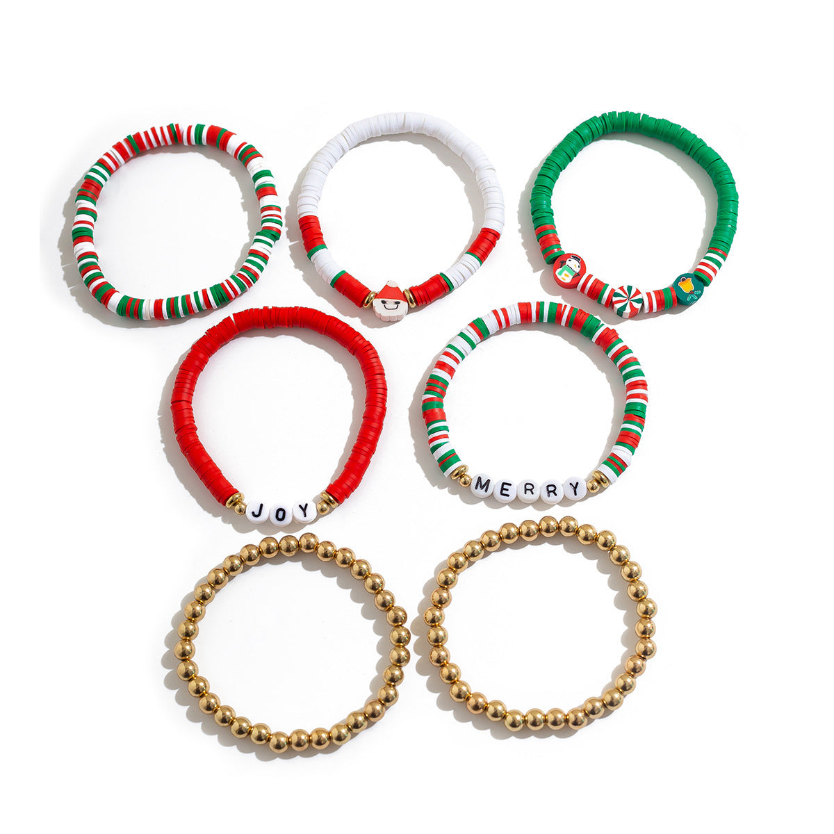 Christmas Men's & Women's Polymer Clay Bead Bracelet Set in Assorted Styles