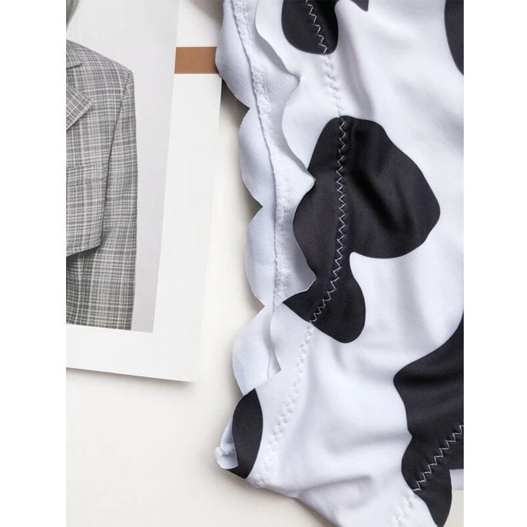 Cow Print Wrapped-Bust Bikini Set for Bold Summer Style-Theone Apparel