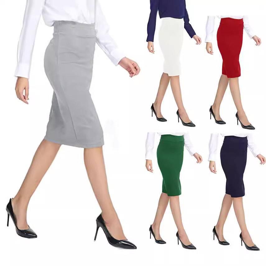 Rok A-Line Pinggang Tinggi Ganda untuk Gaya Profesional