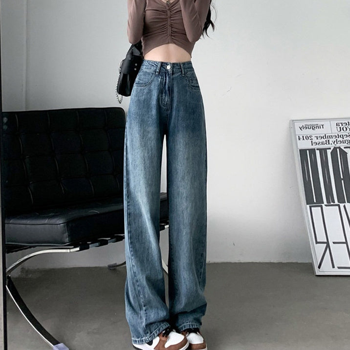 Jeans a gamba larga drappeggiati per movimento chic taglie forti