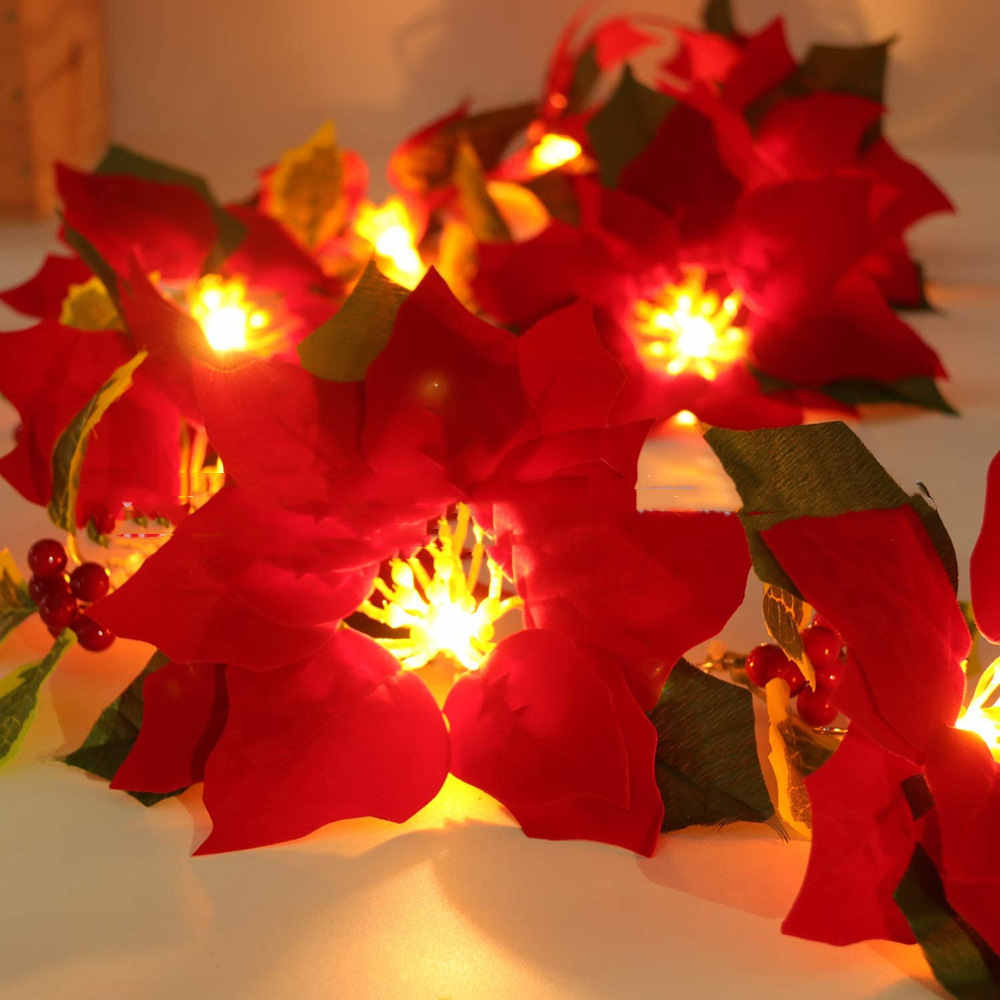 Elegant Christmas Red and Green Floral Garland Decoration-Theone Apparel