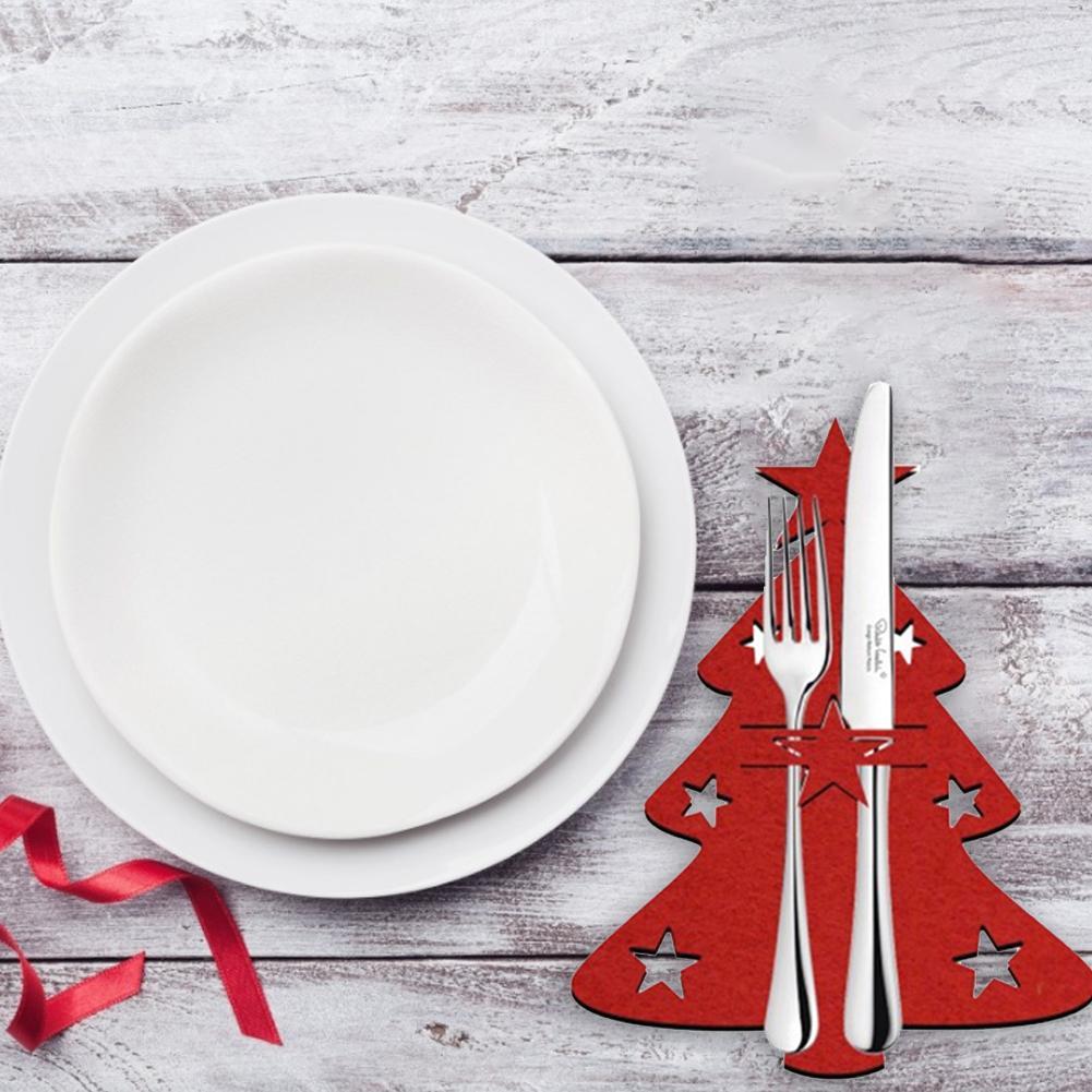 Fabric Christmas Tree & Star Holiday Dinner Silverware Holder Set in Assorted Quantities-Theone Apparel