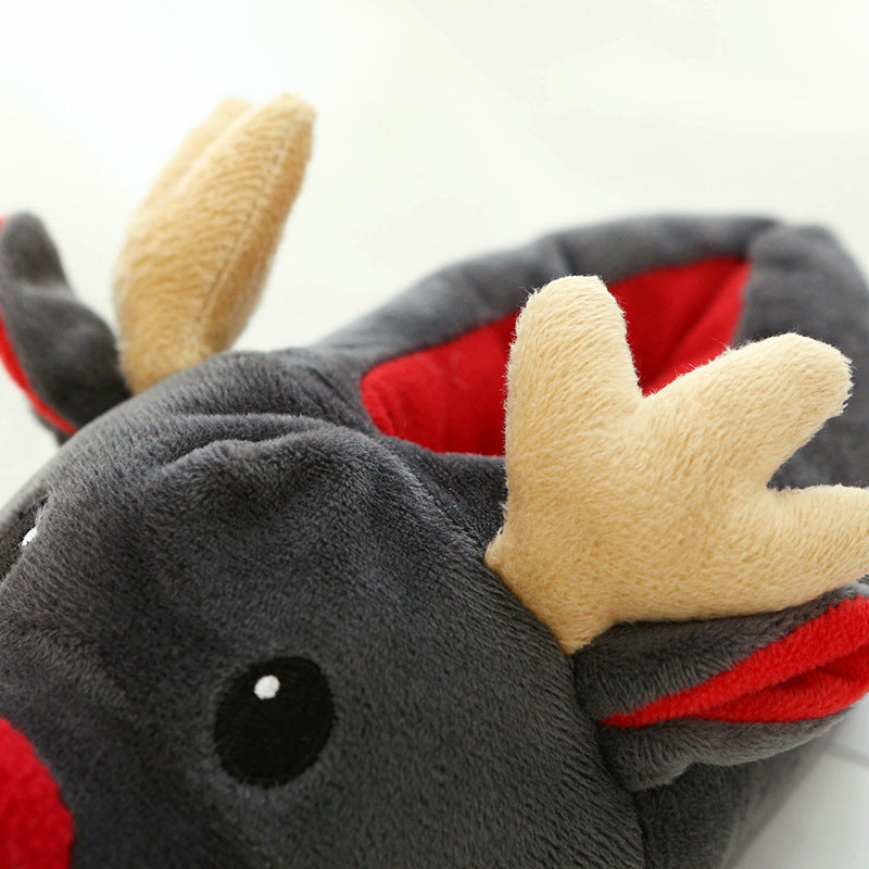 Full Foot Slip On Reindeer House Slippers with Warm Fleece Lining-Theone Apparel