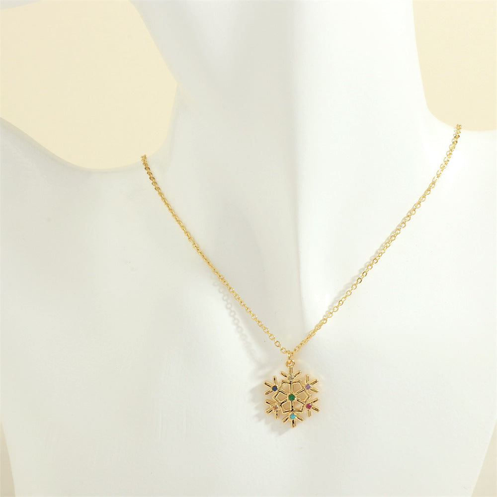 Gold-Tone Christmas Enamel & Rhinestone Chain Pendant Necklace in Assorted Styles